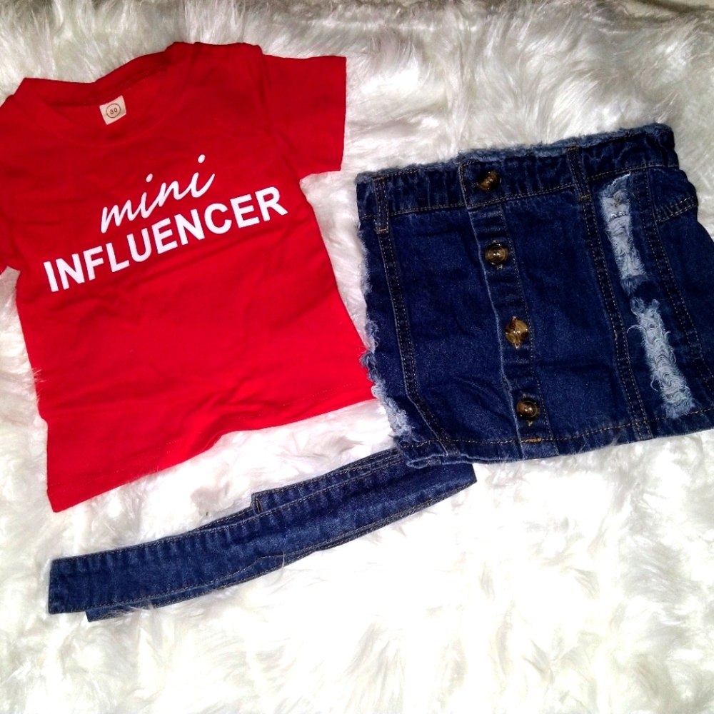 Black and red skirt set.